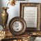 Small Vintage 3×3 Round Picture Frame Antique Ornate Mini Photo Frame Table Top Display and Wall Hanging with High Definition Glass Front for Home Decor, Old-Fahioned Photo Gallery, Retro Art, Bronze Gold